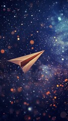 paper airplane in starry night sky