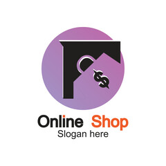 Online shop logo design simple concept Premium vector