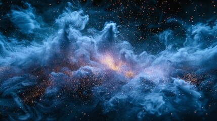 Abstract cosmic clouds with glowing particles