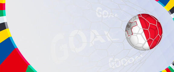 Naklejka premium Celebration Goal for Malta football team in colorful design. Perfect for illustrating soccer success, international football tournaments, and sports-themed promotions.