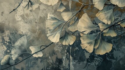 Detailed Close up of a Ginkgo Tree Branch Showing Delicate Leaves in Intricate Detail with a Serene Background Capturing the Beauty of Nature