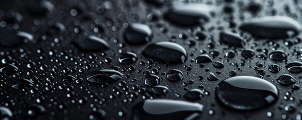 Close-up of water droplets on a dark surface