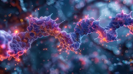 A micrograph of crazy and altered human dna tooked from a microscope, 
