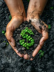 Hands holding a small plant in the shape of a dollar sign, symbolizing financial growth