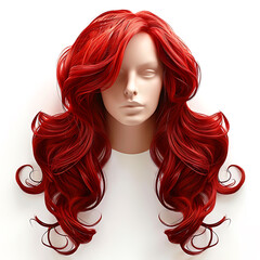 Obraz premium Long blue curly hair wig, unusual style, isolated on white 