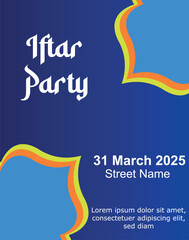 iftar Party card, inviting card, iftar party invitation card, BLue