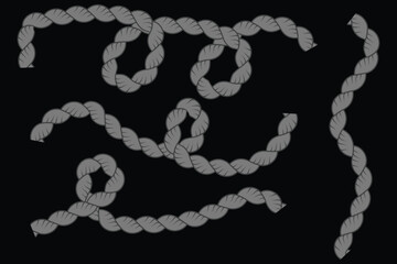Twisted and straight rope set. Vector design elements. Rope Vector. Rope Design.