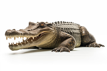 Fototapeta premium Crocodile over isolated white background. Animal