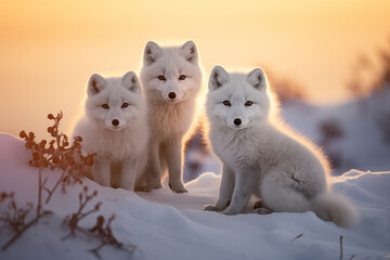 Arctic Fox  at outdoors in wildlife. Animal