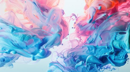 Obraz premium Coral and aqua paint mingling, Ink Spectrum, gentle luminescence flows from liquid currents, screenshots
