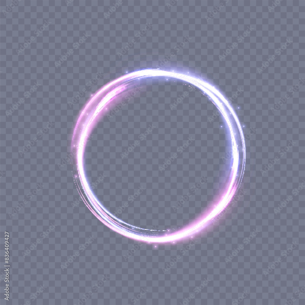 Poster Light effect of blue-violet bright ring with place for text. For design and vector illustrations.