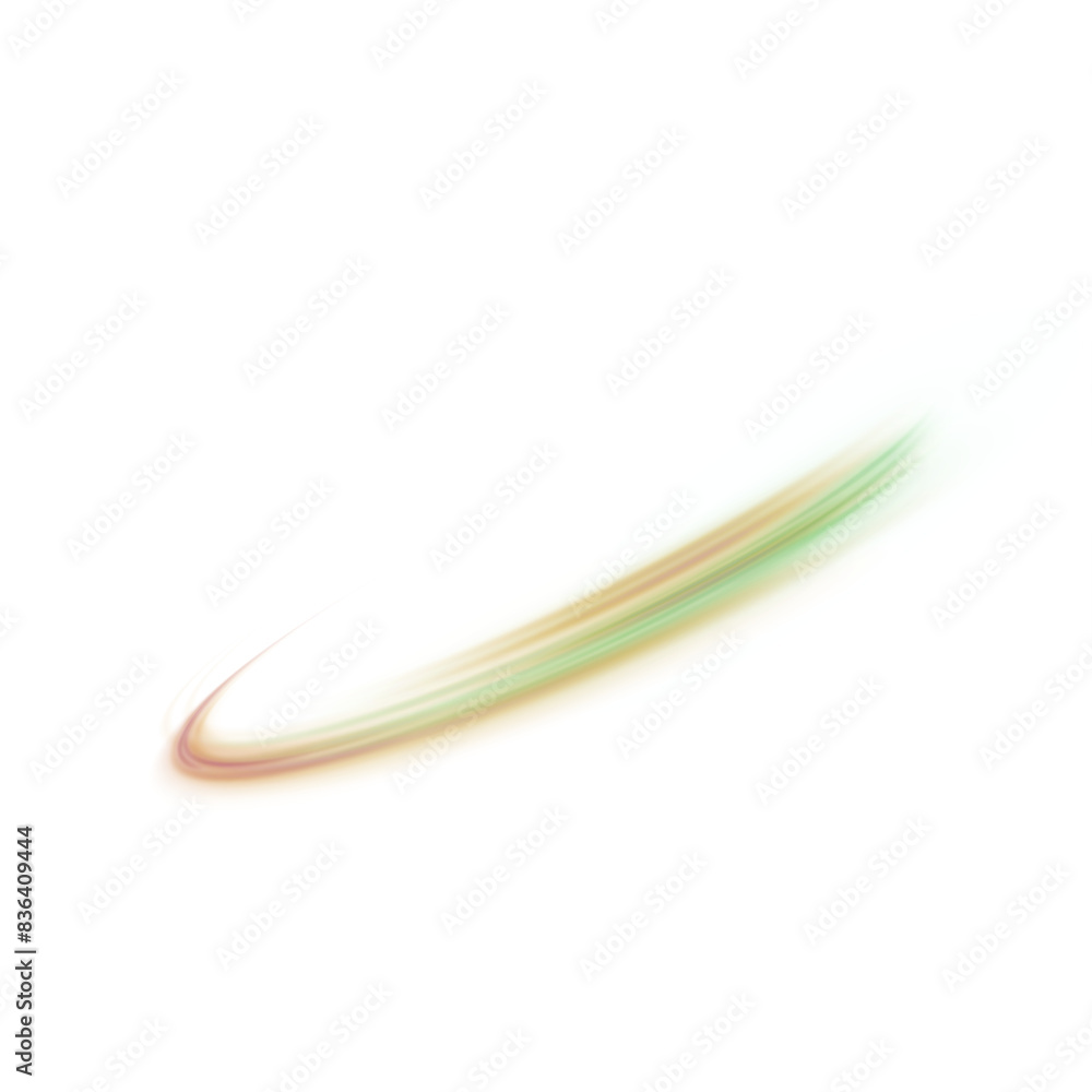 Fototapete Light effect of green lines in the shape of a semicircle on a white PNG background. An elegant solution for design and vector illustrations.