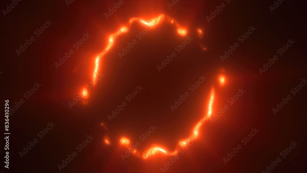Poster yellow swirling circle frame of multicolored lines of energy particles. abstract background