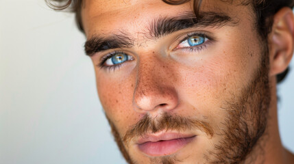 Obraz premium A young beautiful man close up