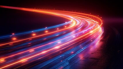 Dynamic speed light trails background. Abstract long exposure.