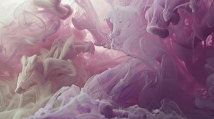 Obraz premium Mauve and ivory paint cascading, Ink Reverie, tranquil radiance arises from liquid tides, marketing video