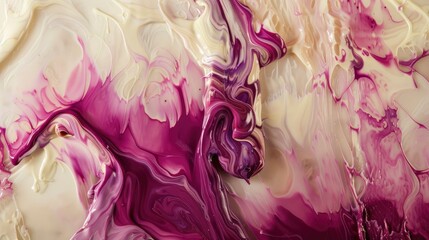 Obraz premium Mauve and ivory paint cascading, Ink Serenade, subdued glow emanates from fluid motions, documentary photo