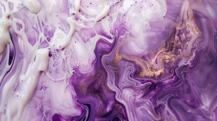 Fototapeta premium Mauve and ivory paint cascading, Ink Tales, mild shimmer pervades through liquid motion, street photo