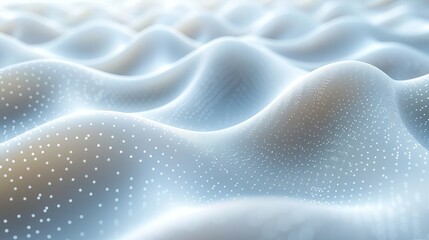 Particle background with white particles. Wave pattern with dots. Data structure. Future mesh or sound grid. Patterns to visualize. Abstract white particles.