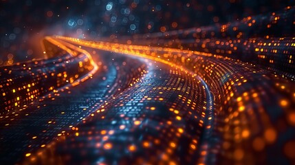 With the concept of cyber global communication and coding accompanied by graphic creation and fast speed transfer, this concept illustrates agile digital transformation and disruptive innovation.