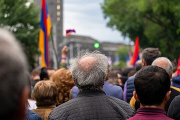 Crowd during protest, political, public opposition concept