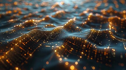 An abstract technical background with elements of binary code, representing a global network. Blockchain 3D illustration. Neural networks and artificial intelligence. An abstract technological
