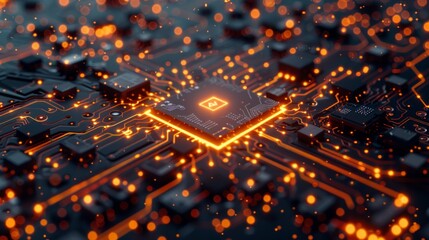 Illustration of Artificial Intelligence Tech Background With Cyber Chips And AI Letters.