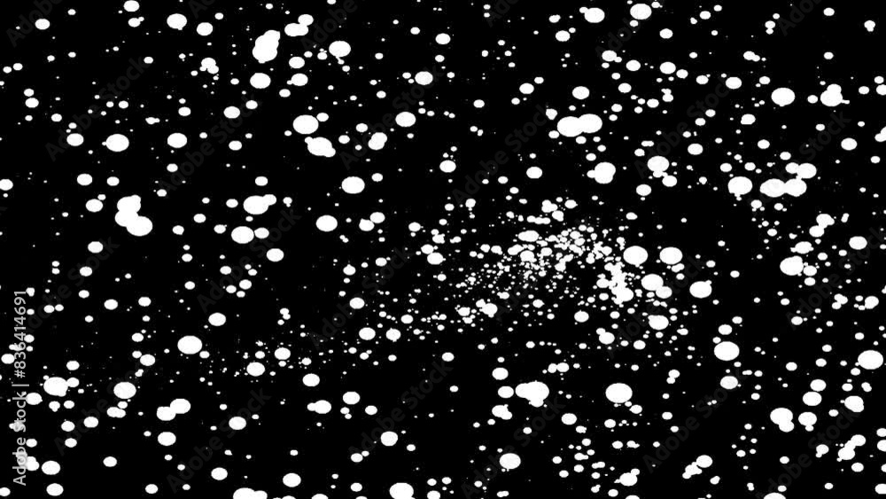 Poster abstract white random dotted pattern resembling snow on black background, overlay