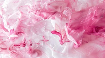  Pink and white paint dancing, Ink Mystique, soft shimmer arises from aqueous paths, presentation