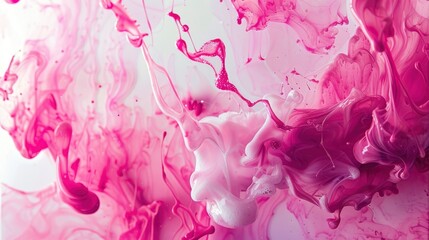  Pink and white paint dancing, Ink Flourish, tranquil radiance arises from liquid tides, book illustration