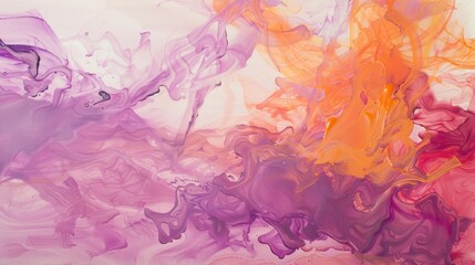  Salmon and lavender paint intertwining, Ink Aura, soft brilliance emanates from liquid pathways, artist portfolio