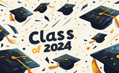 Class of 2024 Graduation Caps Illustration