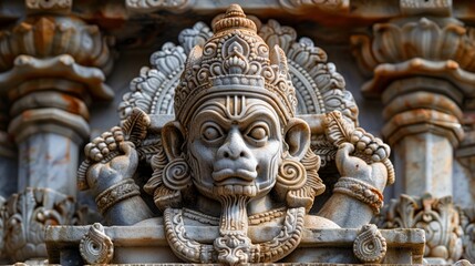 Detail of architecture of the Hanuman Garhi Temple in Ayodhya, India.