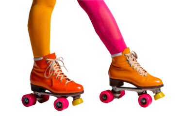 bright retro rollers isolated on white background