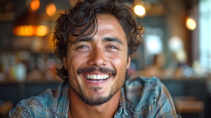 The young handsome man in casual clothes has his tongue out and is smiling with a funny expression. The concept is emotion.