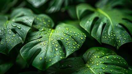 Green leaf abstract texture, natural background, tropical leaf