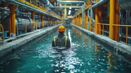 In the water storage plant, engineers measure the pH and quality of the water.
