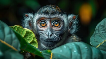 Obraz premium An illustration of a monkey in a green, natural environment