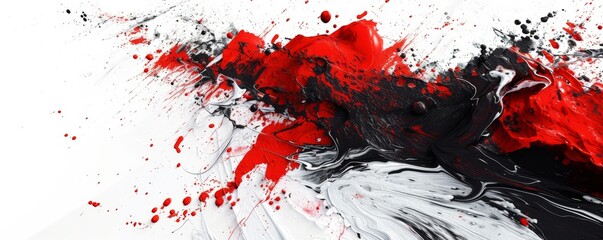 Abstract red and black paint splatter on white background