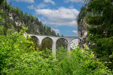 Landwasser viaduct in Switzerland mountain