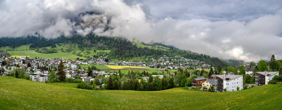 Panoramic view of the mountain village - Flims in Switzerland