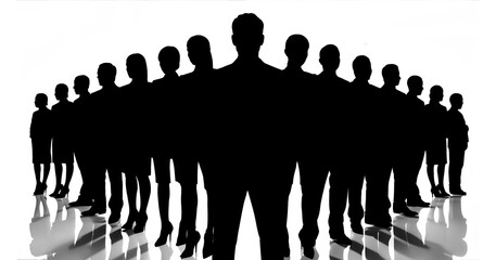Silhouette of Diverse Team Members isolated on Transparent Background. Teamwork Concept for Business Presentations, Marketing Materials, and Websites