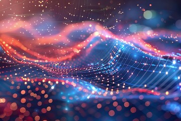 Abstract colorful data visualization background with electronic waves