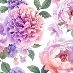 floral purple and pink flower pattern seamless wallpaper design illustration