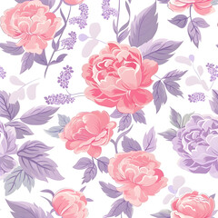 Obraz premium floral purple and pink flower pattern seamless wallpaper design illustration