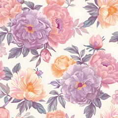 floral purple and pink flower pattern seamless wallpaper design illustration