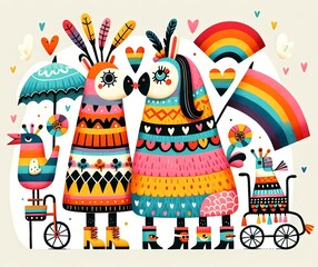 Obraz premium Día del Orgullo Gay, Gay, Orgullo, flag, arcoiris, unicornio, llama, dibujos animados, decoraciones, alegre, empapelar, graffiti, pride, love is love, homosexual, orgullo, bandera, lesbiana, pareja