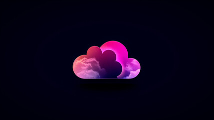 A minimalistic illustration of a cloud icon with interconnected lines, center view. Simple and clean design with subtle glowing and black gradients, emphasizing modern cloud technology.