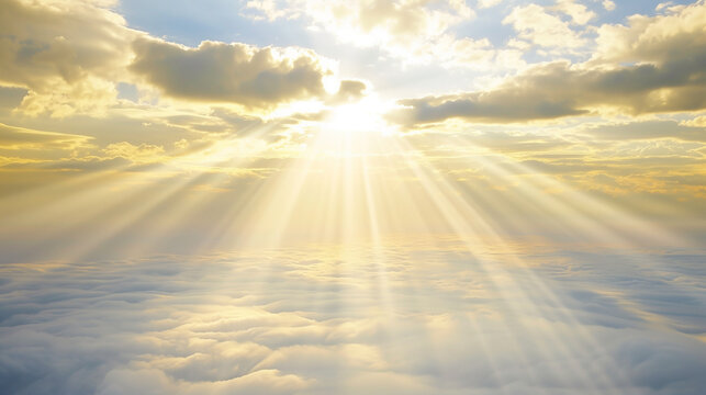 Heavenly rays of light above the clouds