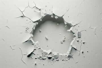 A hole in a white wall, suitable for backgrounds and textures